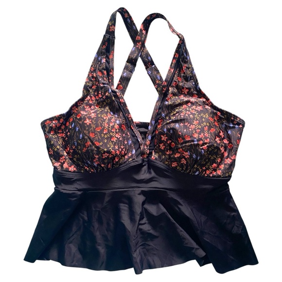 Floral Cross-Strap Bikini Top - Picture 1 of 5